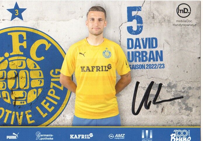 Autogramm Fussball | BSG Chemie Leipzig | 2022 | David URBAN