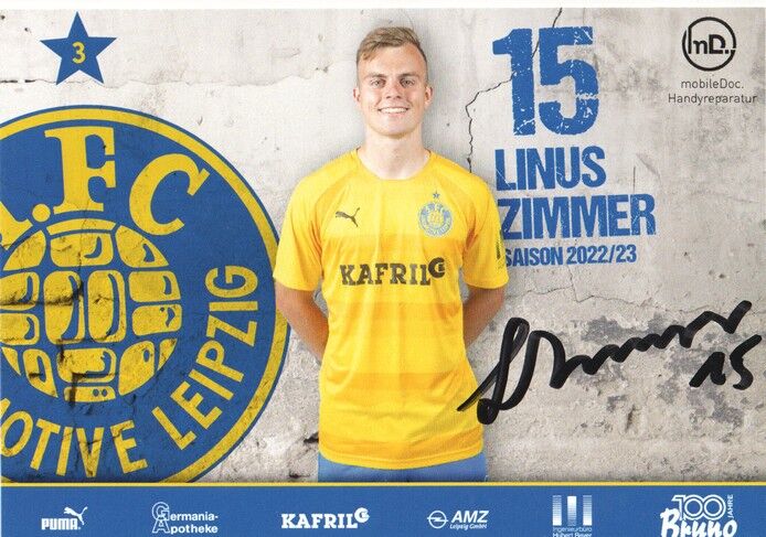 Autogramm Fussball | BSG Chemie Leipzig | 2022 | Linus ZIMMER
