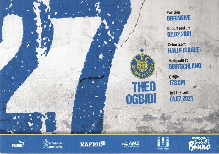 Autogramm Fussball | BSG Chemie Leipzig | 2022 | Theo OGBIDI