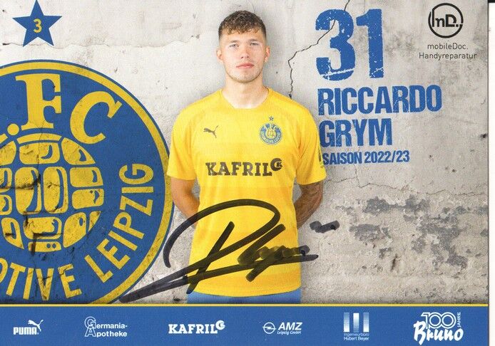 Autogramm Fussball | BSG Chemie Leipzig | 2022 | Riccardo GRYM