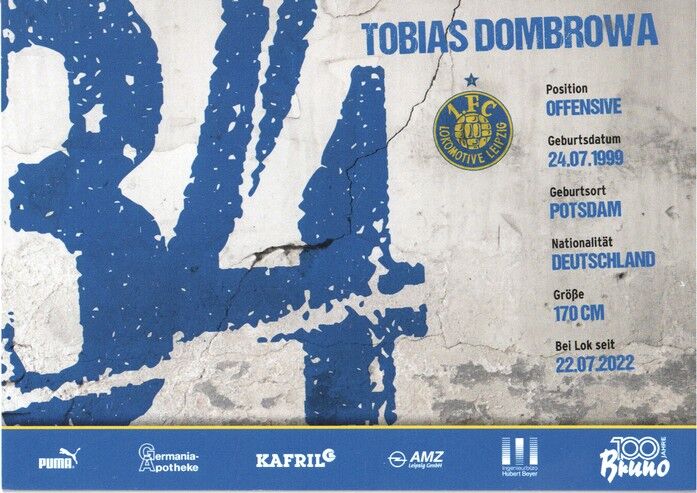 Autogramm Fussball | BSG Chemie Leipzig | 2022 | Tobias DOMBROWA