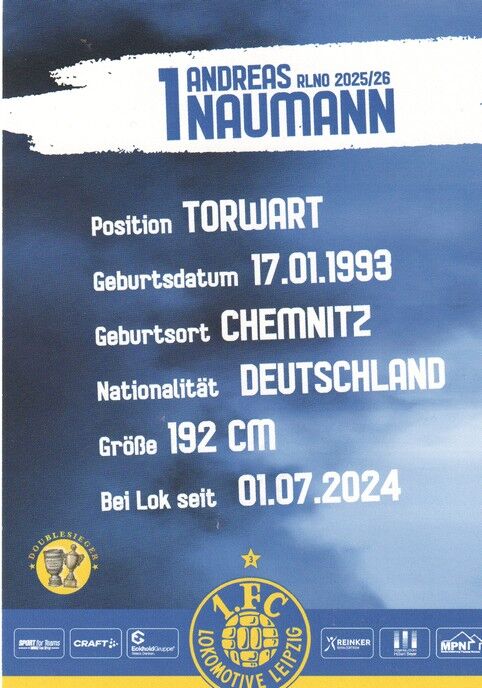 Autogramm Fussball | Lokomotive Leipzig | 2025 | Andreas NAUMANN