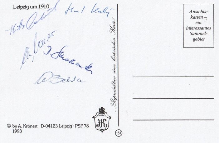 Autogramme Fussball | BSG Chemie Leipzig | 1960er | Postkarte mit 5 AG