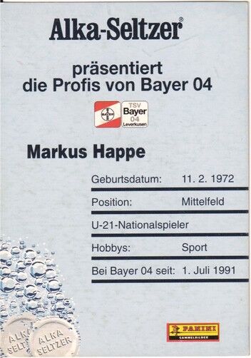 Autogramm Fussball | Bayer Leverkusen | 1995 | Markus HAPPE