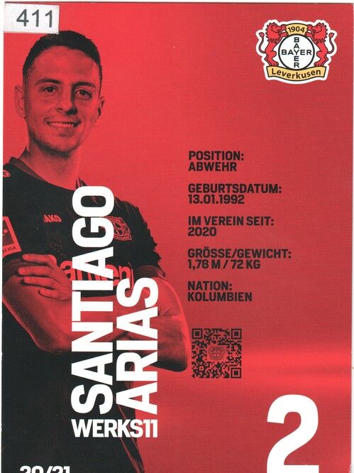 Autogramm Fussball | Bayer Leverkusen | 2020 | Santiago ARIAS