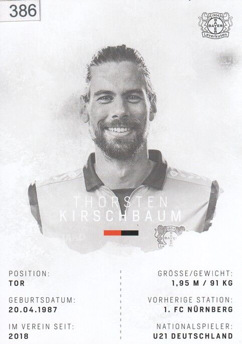 Autogramm Fussball | Bayer Leverkusen | 2018 | Thorsten KIRSCHBAUM