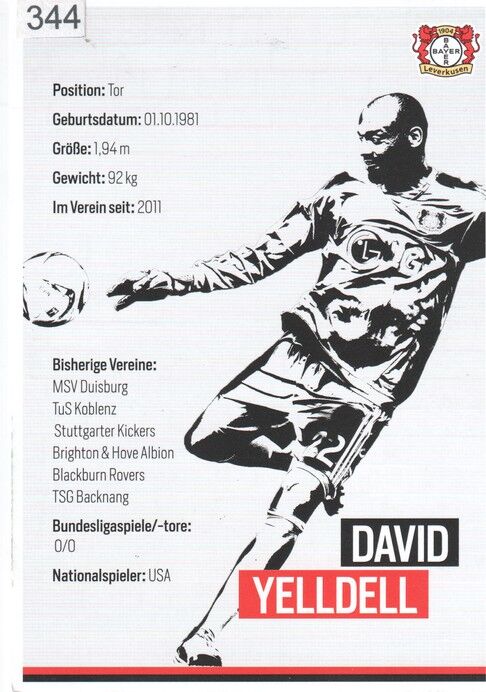 Autogramm Fussball | Bayer Leverkusen | 2015 | David YELLDELL