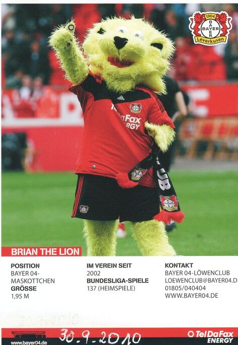 AK Fussball | Bayer Leverkusen | 2010 | BRIAN THE LION (Maskottchen)