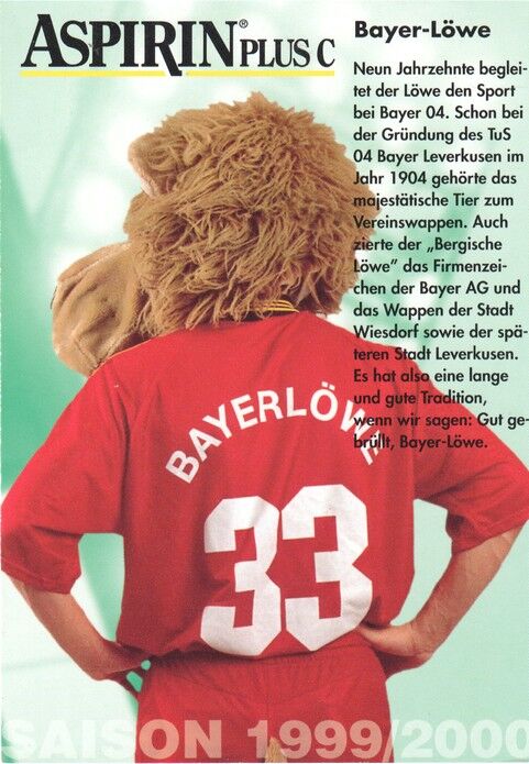 AK Fussball | Bayer Leverkusen | 1999 | BRIAN THE LION (Maskottchen)