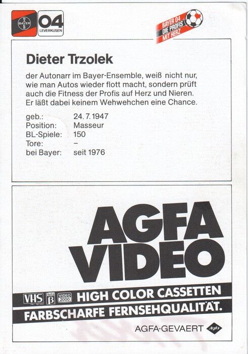 Autogramm Fussball | Bayer Leverkusen | 1983 | Dieter TRZOLEK