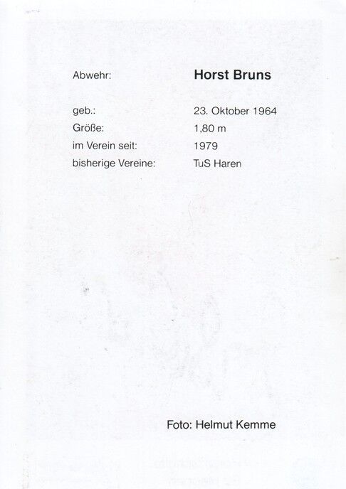 Autogramm Fussball | SV Meppen | 1988 | Horst BRUNS