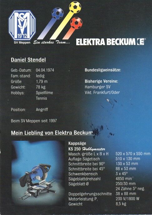 Autogramm Fussball | SV Meppen | 1997 | Daniel STENDEL