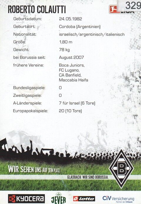 Autogramm Fussball | Borussia Mönchengladbach | 2007 | Roberto COLAUTTI