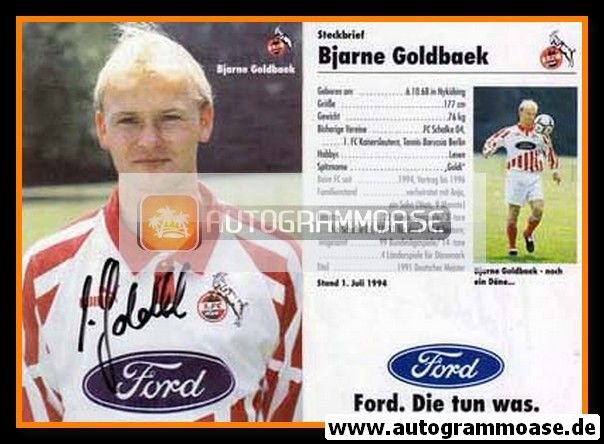 Autogramm Fussball | 1. FC Köln | 1994 | Bjarne GOLDBAEK