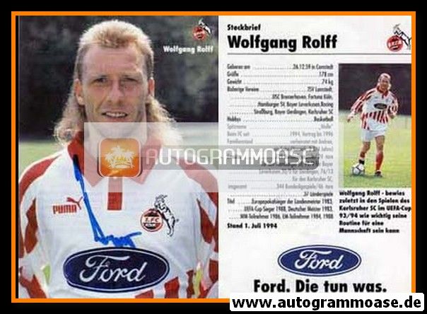 Autogramm Fussball | 1. FC Köln | 1994 | Wolfgang ROLFF