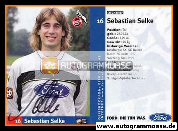 Sebastian Selke Autogrammkarte 1.FC Köln 1998-99 Original Signiert A 63848 