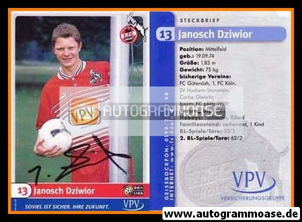 Autogramm Fussball | 1. FC Köln | 1999 | Janosch DZIWIOR