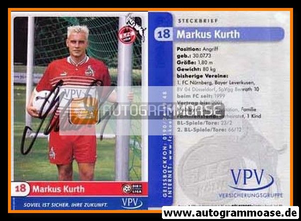 Autogramm Fussball | 1. FC Köln | 1999 | Markus KURTH
