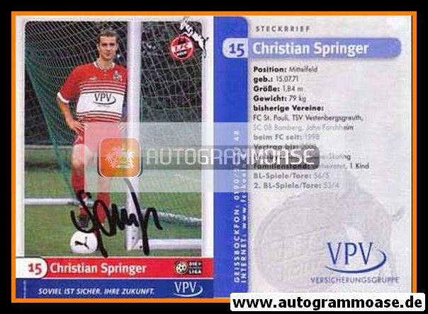 Autogramm Fussball | 1. FC Köln | 1999 | Christian SPRINGER
