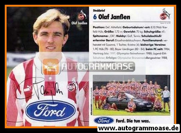 Autogramm Fussball | 1. FC Köln | 1995 | Olaf JANSSEN