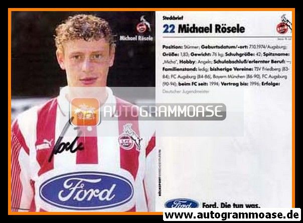 Autogramm Fussball | 1. FC Köln | 1995 | Michael RÖSELE