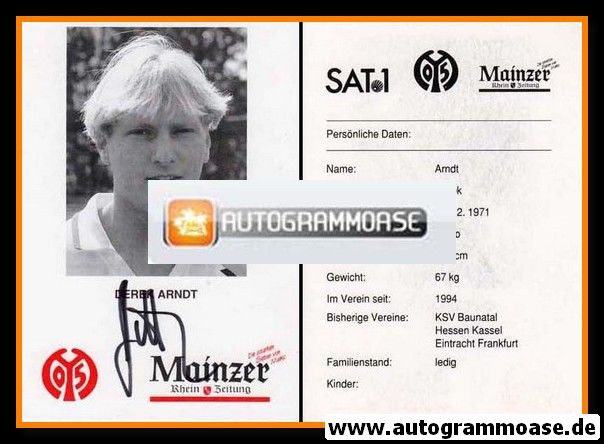 Autogramm Fussball | FSV Mainz 05 | 1994 | Derek ARNDT