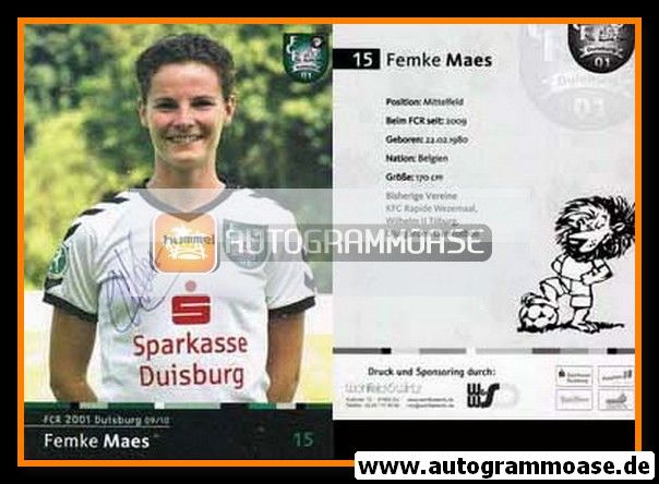 Autogramm Fussball (Damen) | FCR 2001 Duisburg | 2009 | Femke MAES