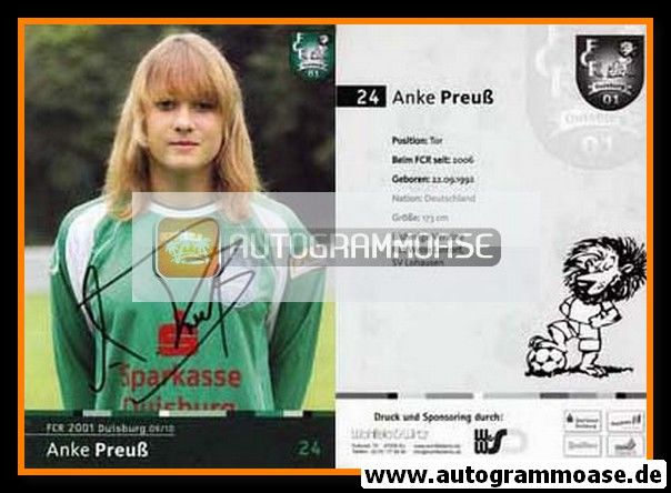Autogramm Fussball (D) | FCR 2001 Duisburg | 2009 | Anke PREUSS