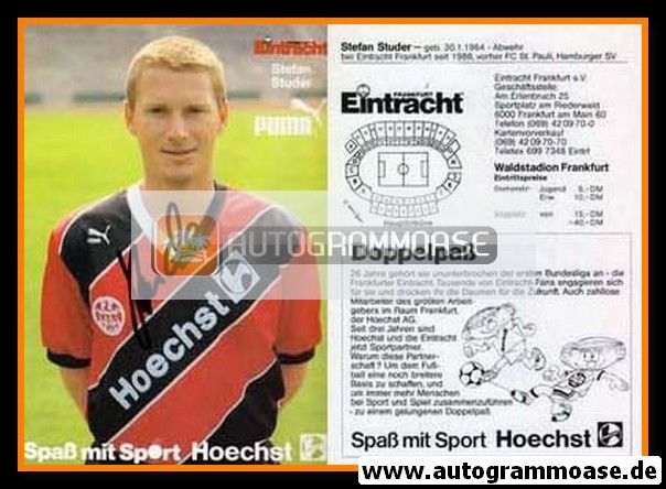 Autogramm Fussball | Eintracht Frankfurt | 1989 | Stefan STUDER