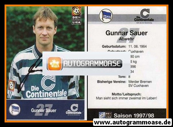 Autogramm Fussball | Hertha BSC Berlin | 1997 | Gunnar SAUER