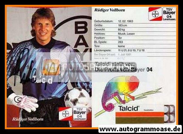 Autogramm Fussball | Bayer Leverkusen | 1991-2 | Rüdiger VOLLBORN