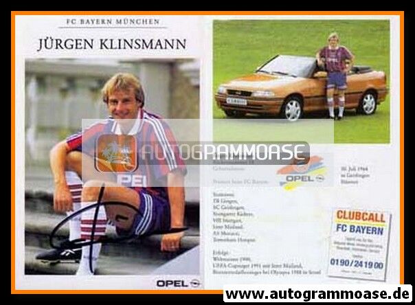 Autogramm Fussball | FC Bayern München | 1995 | Jürgen KLINSMANN