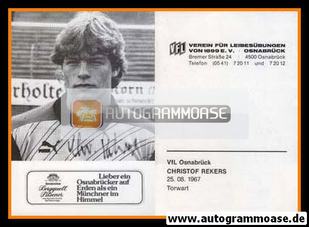 Autogramm Fussball | VfL Osnabrück | 1985 | Christof REKERS
