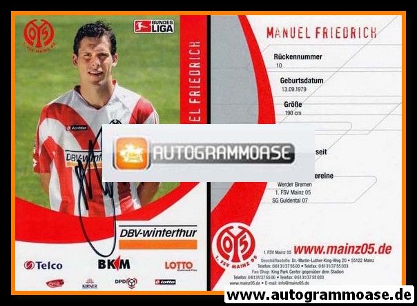 Autogramm Fussball | FSV Mainz 05 | 2006 | Manuel FRIEDRICH