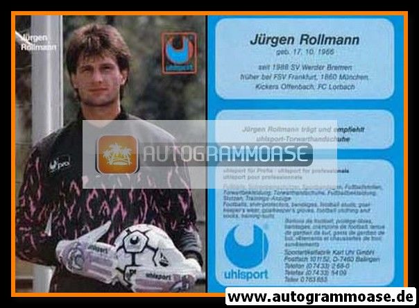 Autogramm Fussball | 1980er Uhlsport | Jürgen ROLLMANN (SV Werder Bremen)