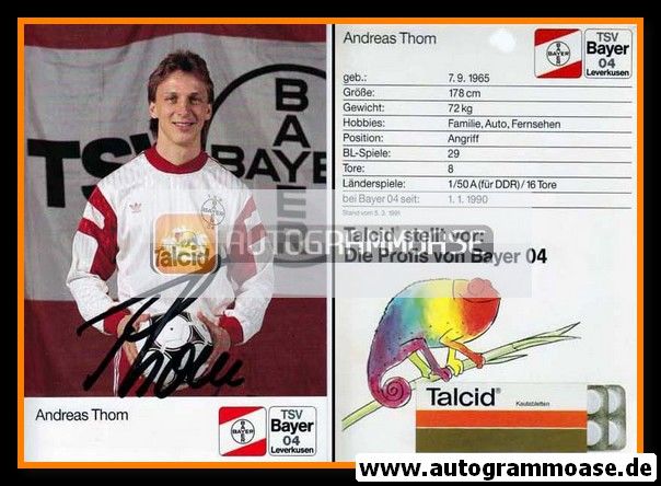 Autogramm Fussball | Bayer Leverkusen | 1991-1 | Andreas THOM 