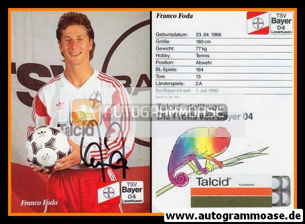 Autogramm Fussball | Bayer Leverkusen | 1991-2 | Franco FODA 