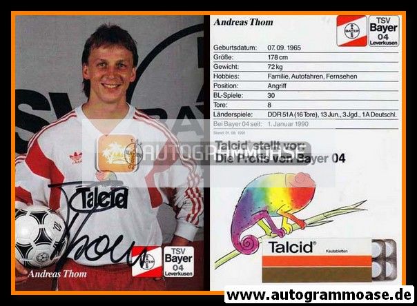 Autogramm Fussball | Bayer Leverkusen | 1991-2 | Andreas THOM
