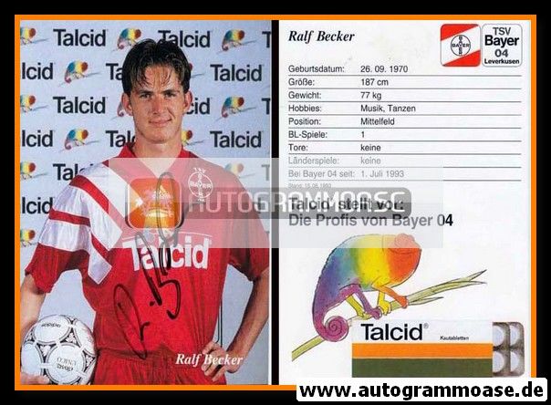 Autogramm Fussball | Bayer Leverkusen | 1993 | Ralf BECKER