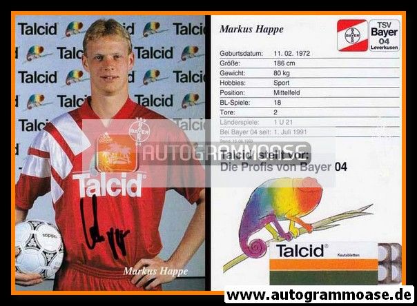 Autogramm Fussball | Bayer Leverkusen | 1993 | Markus HAPPE