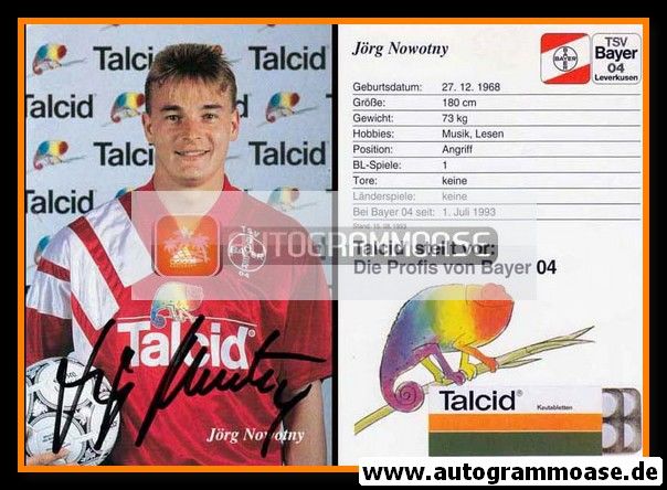 Autogramm Fussball | Bayer Leverkusen | 1993 | Jörg NOWOTNY
