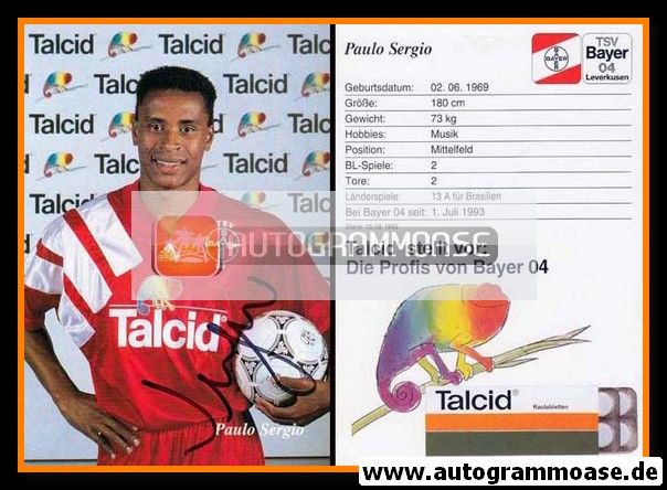 A 133290 Paulo Sergio Autogrammkarte Bayer Leverkusen 1993-94 Original Signiert 