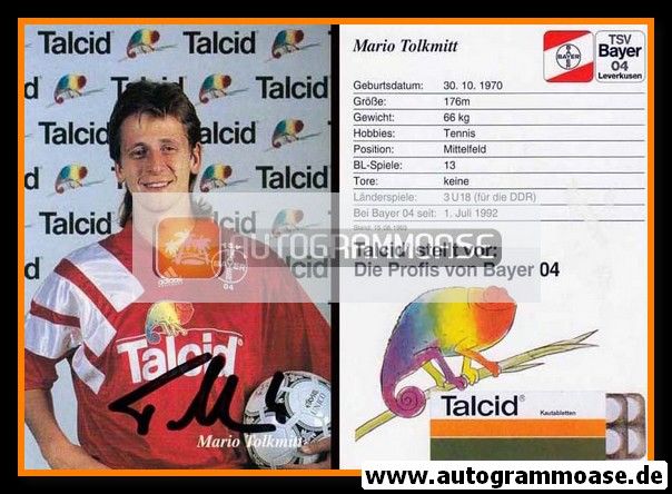 Autogramm Fussball | Bayer Leverkusen | 1993 | Mario TOLKMITT