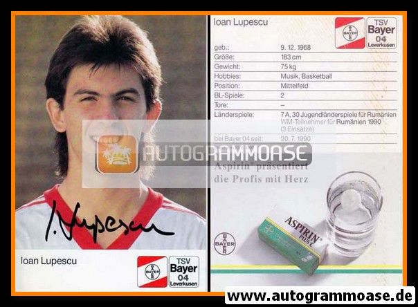 Autogramm Fussball | Bayer Leverkusen | 1990 | Ioan LUPESCU