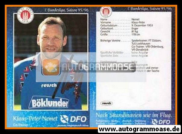 Autogramm Fussball | FC St. Pauli | 1995 | Klaus-Peter NEMET