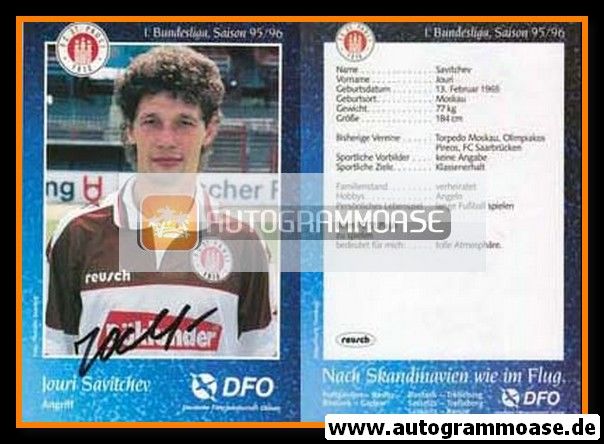 Autogramm Fussball | FC St. Pauli | 1995 | Jouri SAVITCHEV