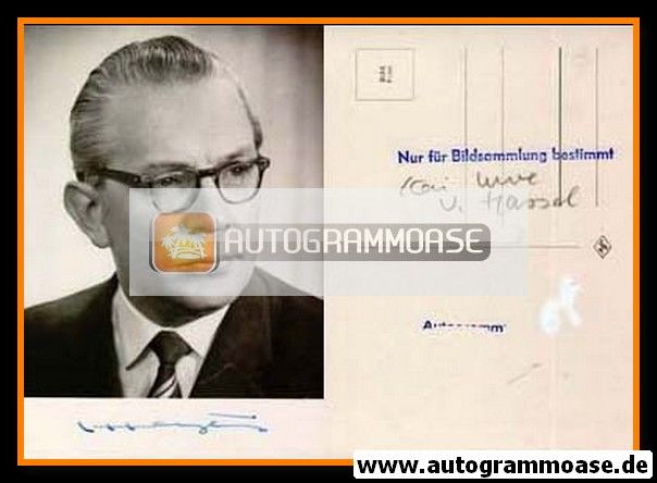 Autogramm Politik | CDU | Kai-Uwe VON HASSEL | 1960er (Portrait SW) 1