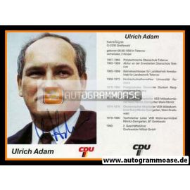 Autogramm Politik | CDU | Ulrich ADAM | 1990er (Lebenslauf)