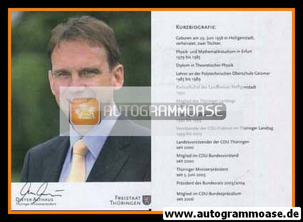 Autogramm Politik | CDU | Dieter ALTHAUS | 2000er (Portrait Color) Lebenslauf 1