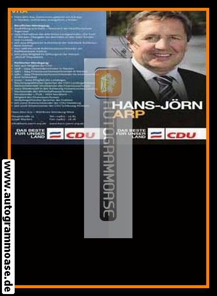 Autogramm Politik | CDU | Hans-Jörn ARP | 2000er (Lebenslauf XL)